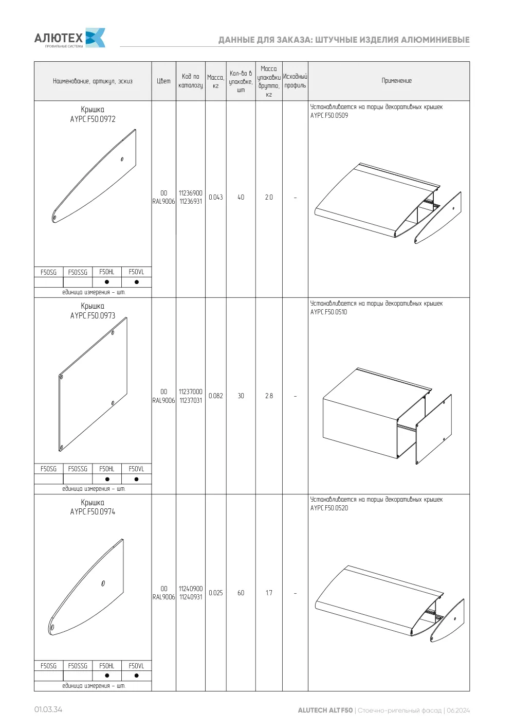 Фасадная система, ALT F50 SG (модификации) — страница 01.03.34