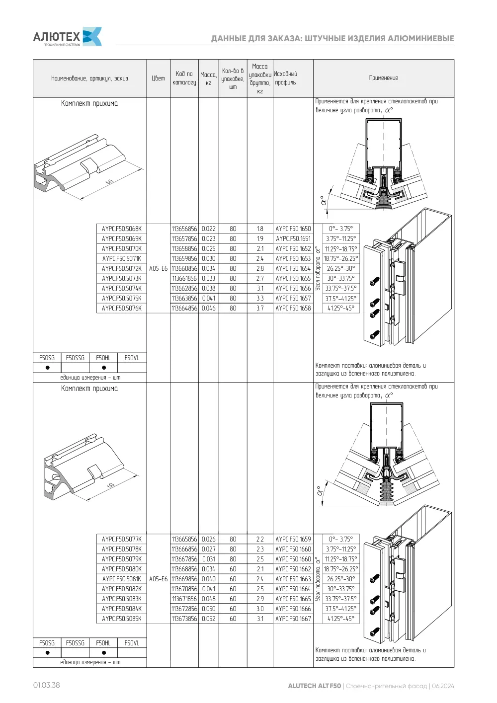 Фасадная система, ALT F50 SG (модификации) — страница 01.03.38