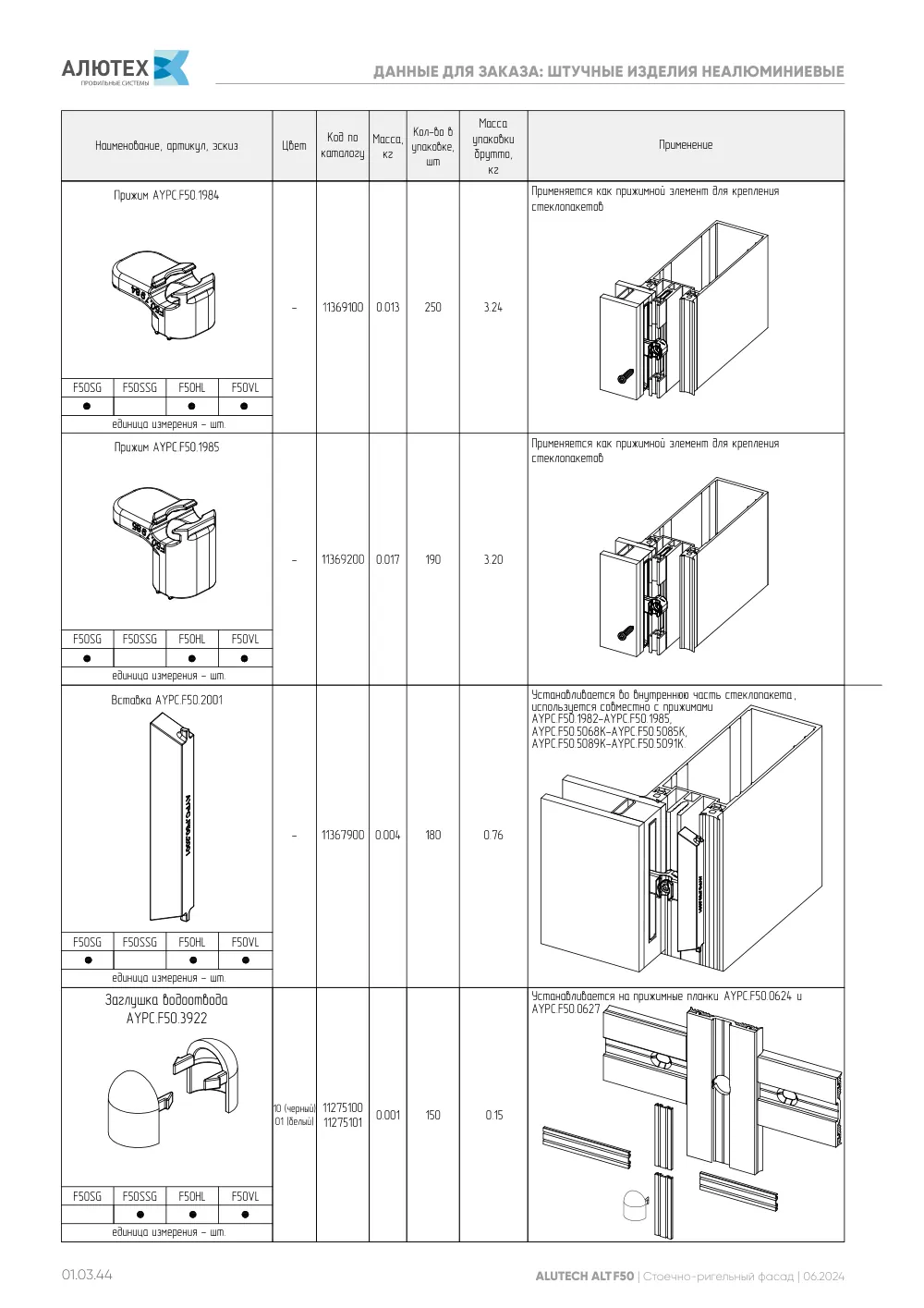 Фасадная система, ALT F50 SG (модификации) — страница 01.03.44