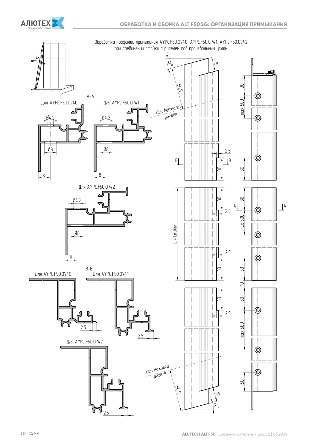 Фасадная система, ALT F50 SG (модификации) — страница 02.04.58