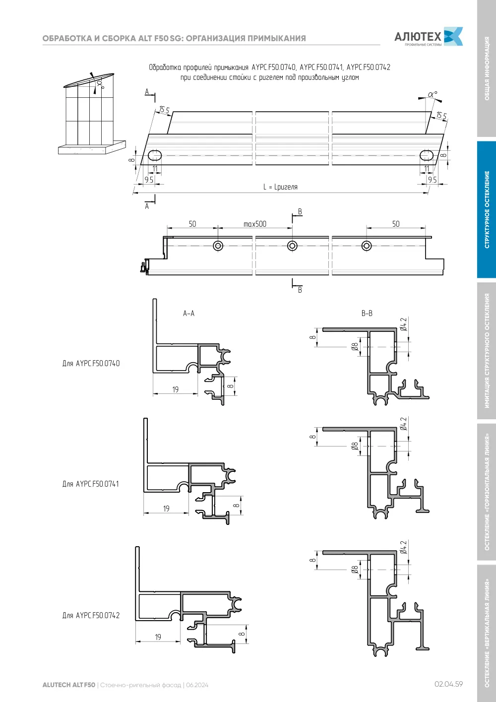 Фасадная система, ALT F50 SG (модификации) — страница 02.04.59
