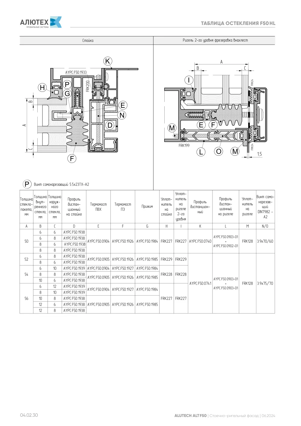 Фасадная система, ALT F50 SG (модификации) — страница 04.02.30