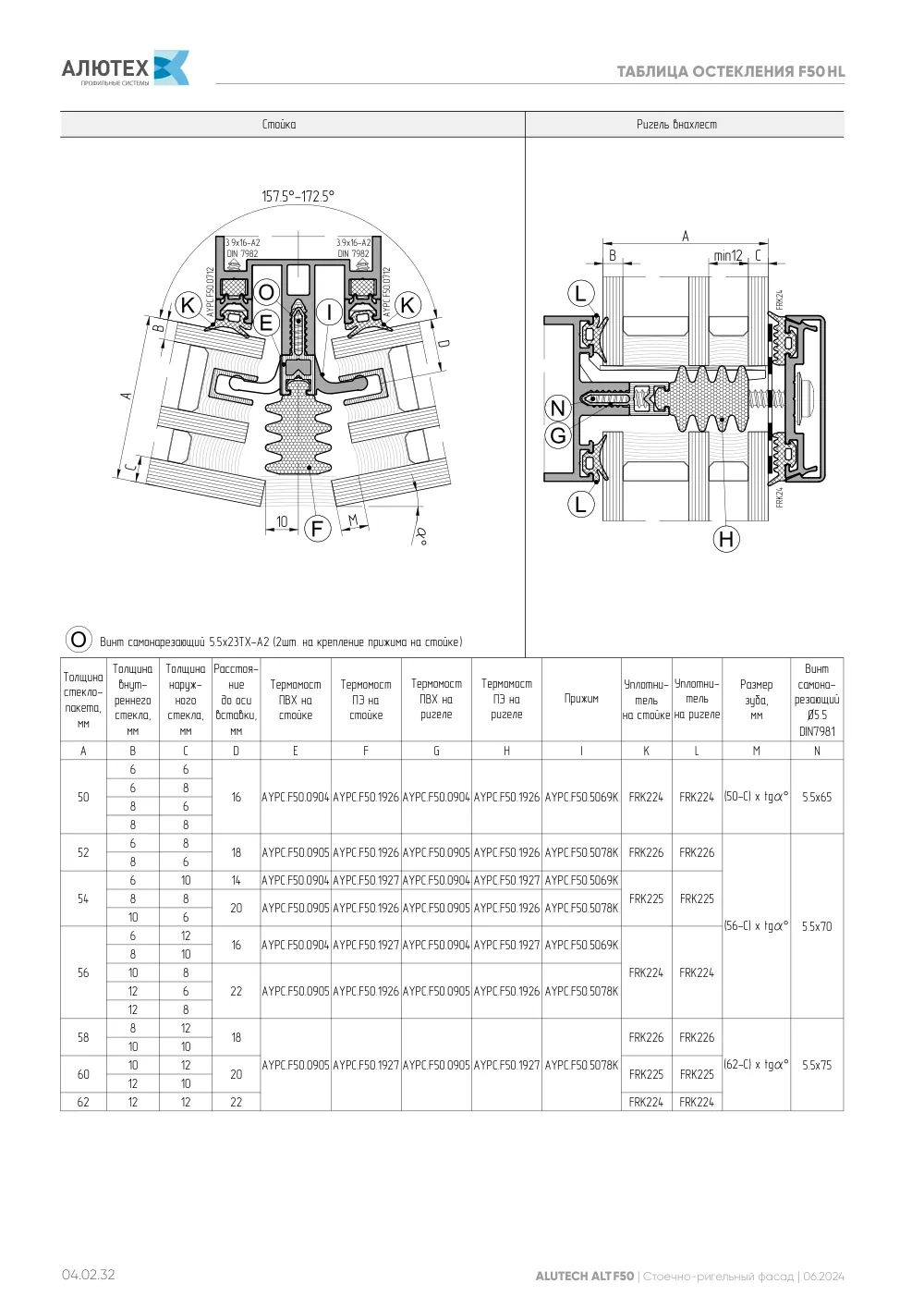 Фасадная система, ALT F50 SG (модификации) — страница 04.02.32