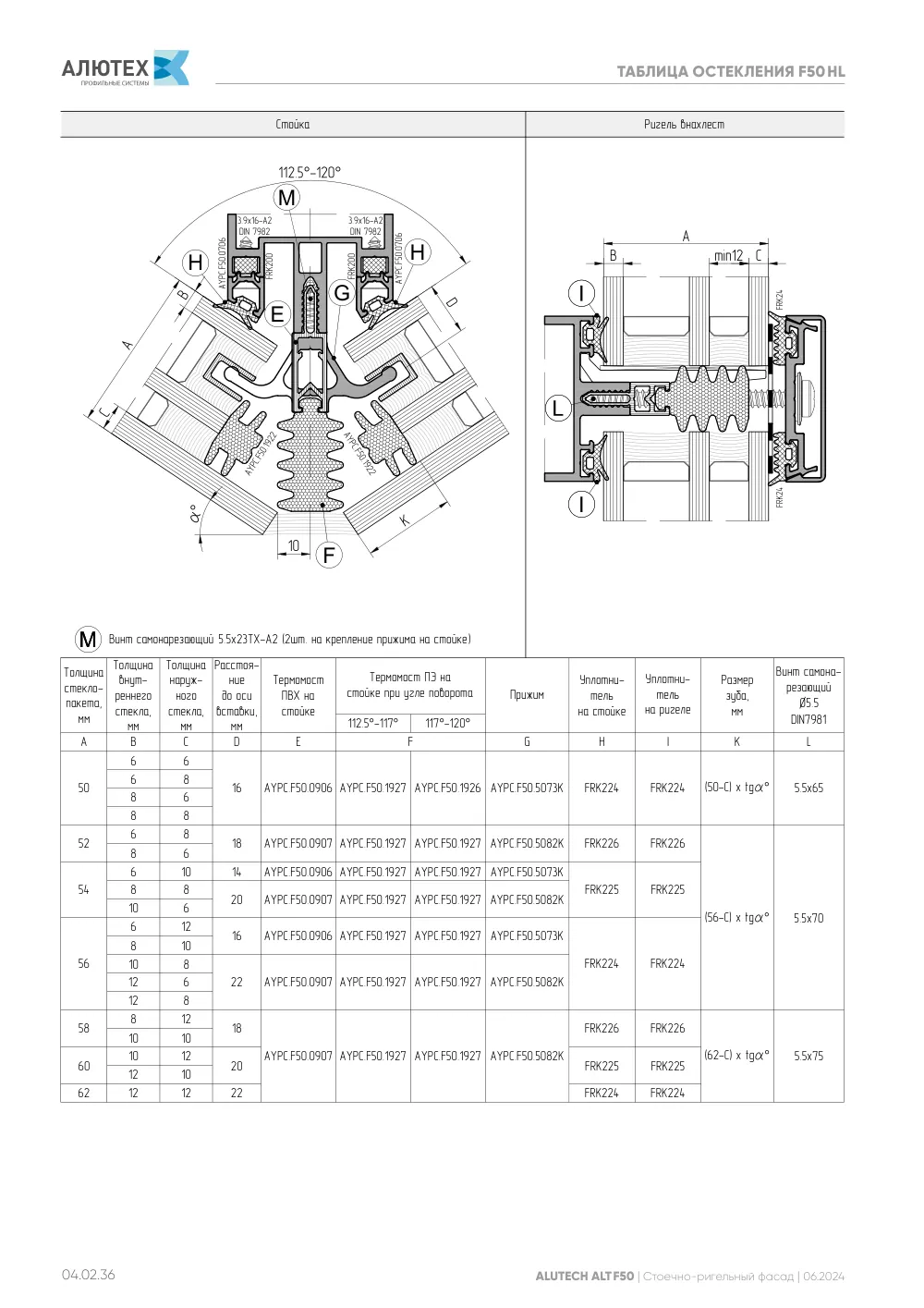 Фасадная система, ALT F50 SG (модификации) — страница 04.02.36