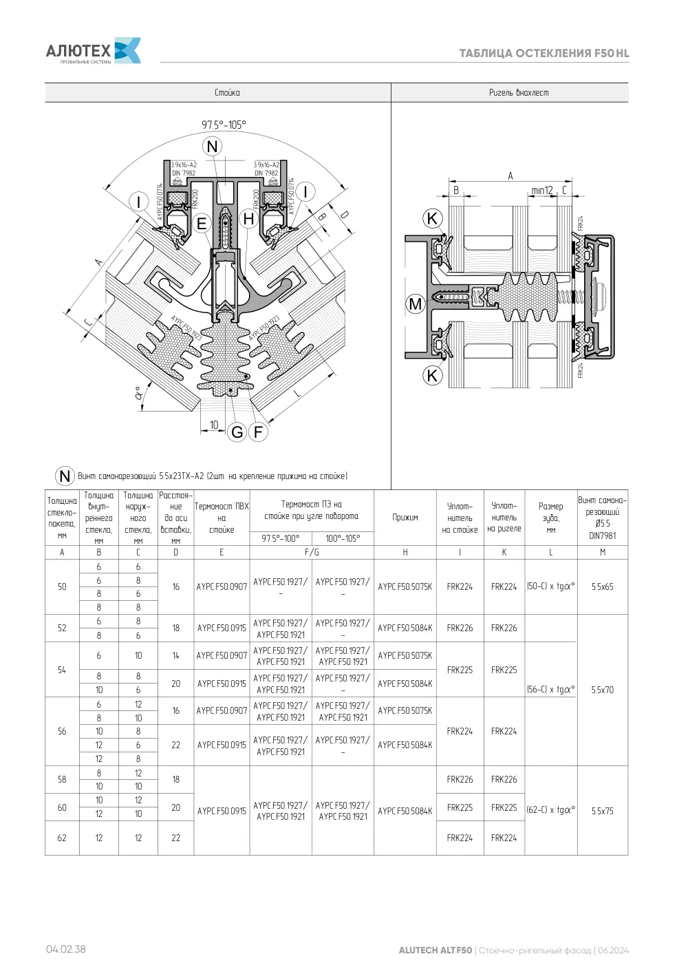 Фасадная система, ALT F50 SG (модификации) — страница 04.02.38