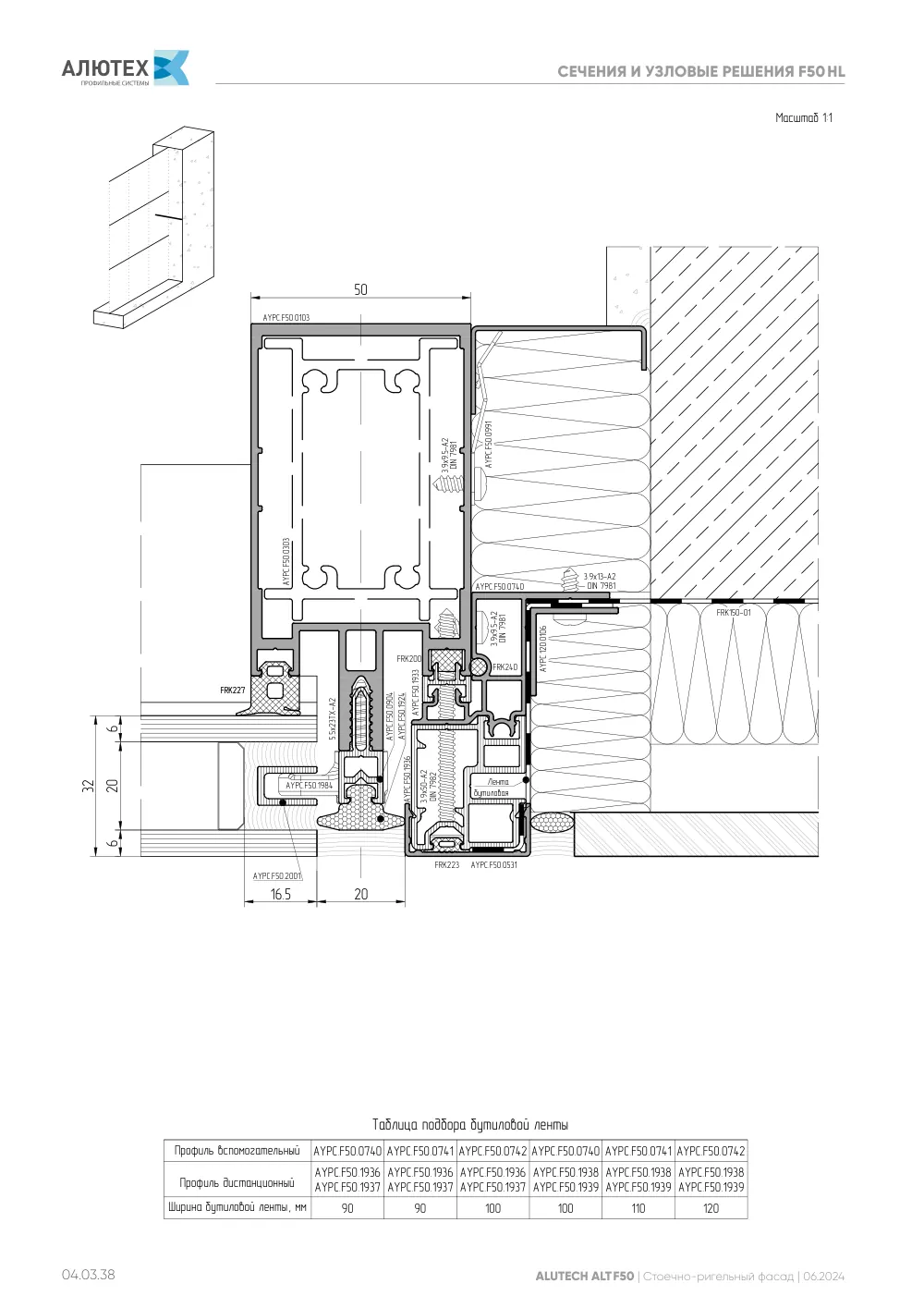 Фасадная система, ALT F50 SG (модификации) — страница 04.03.38
