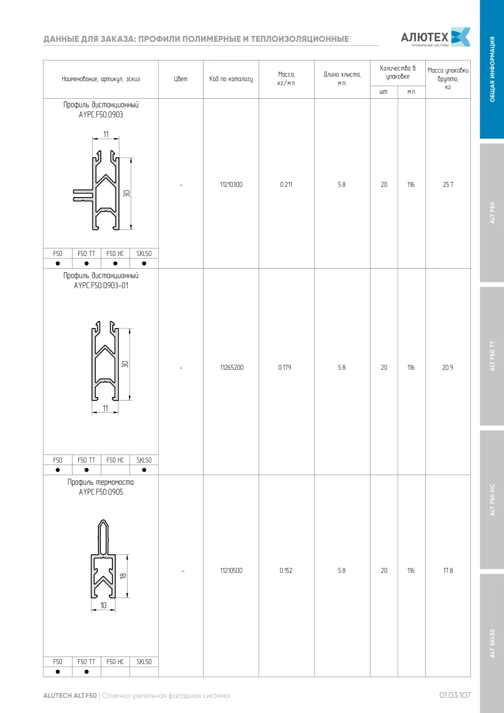 Фасадные конструкции ALT F50 - F50TT - F50HC - SKL50 — страница 01.03.107