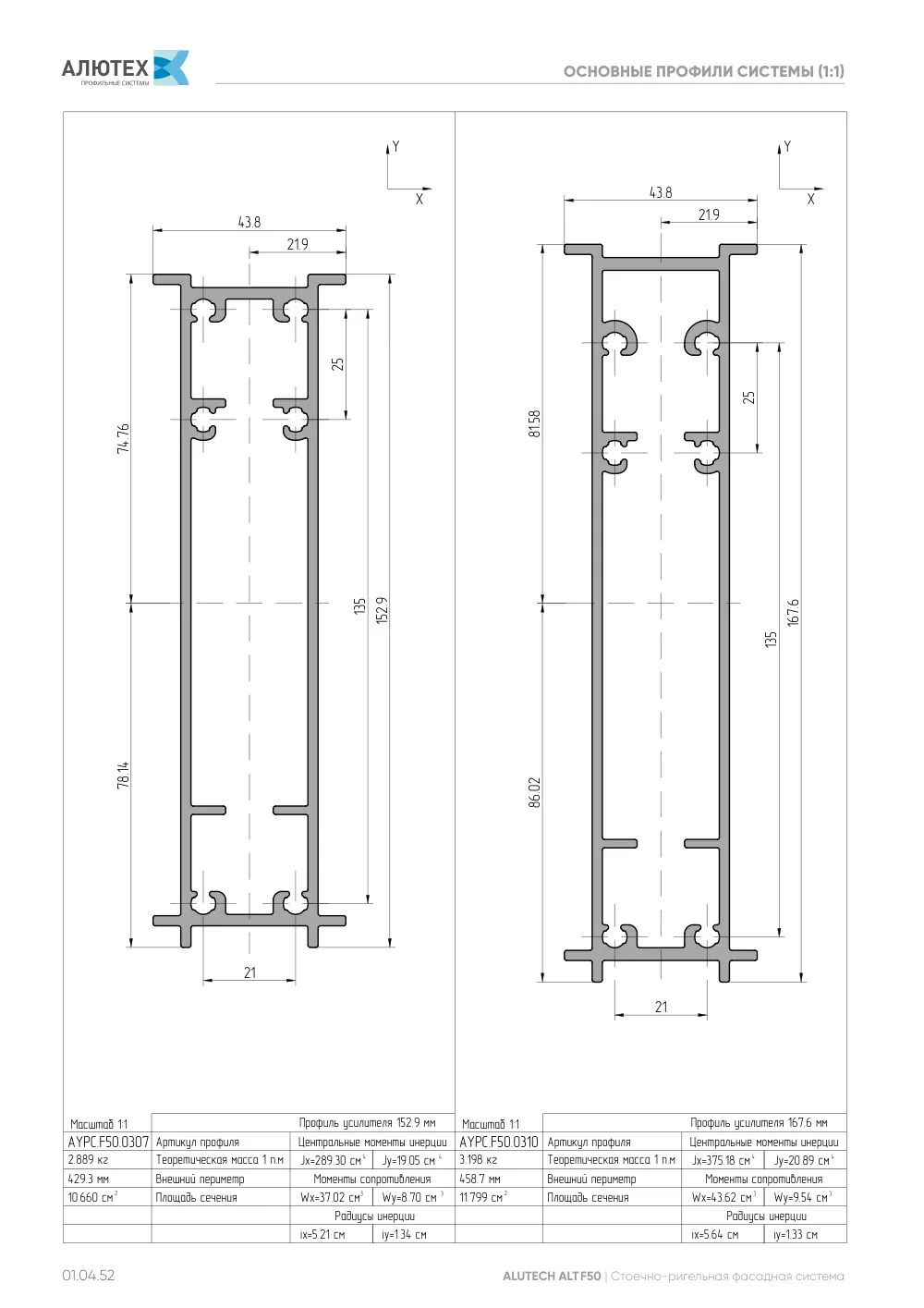 Фасадные конструкции ALT F50 - F50TT - F50HC - SKL50 — страница 01.04.52