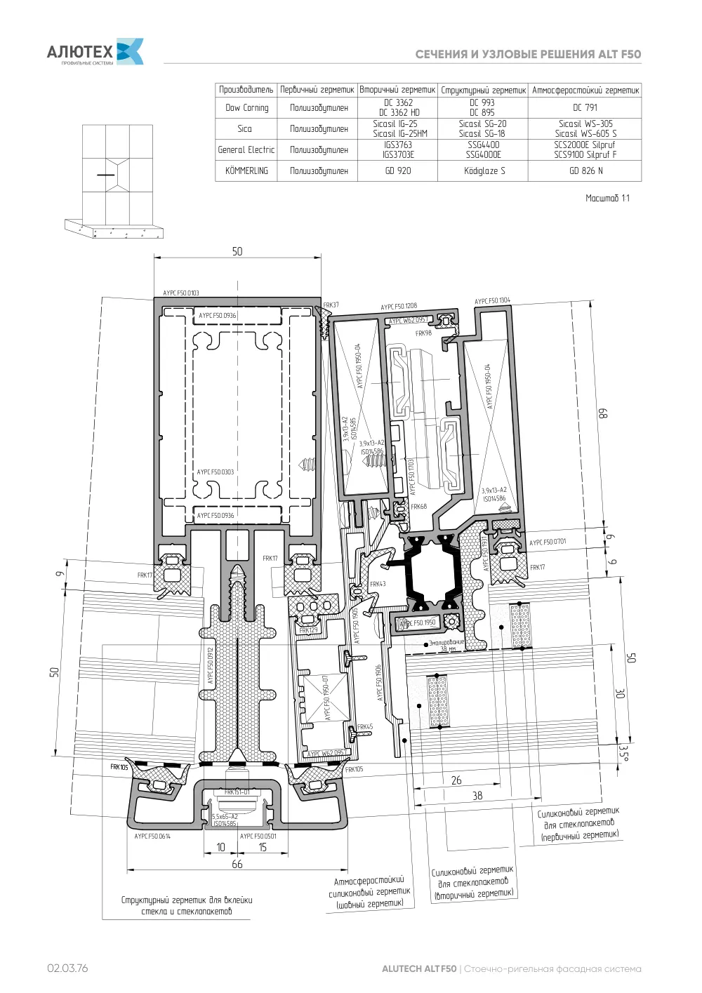 Фасадные конструкции ALT F50 - F50TT - F50HC - SKL50 — страница 02.03.76