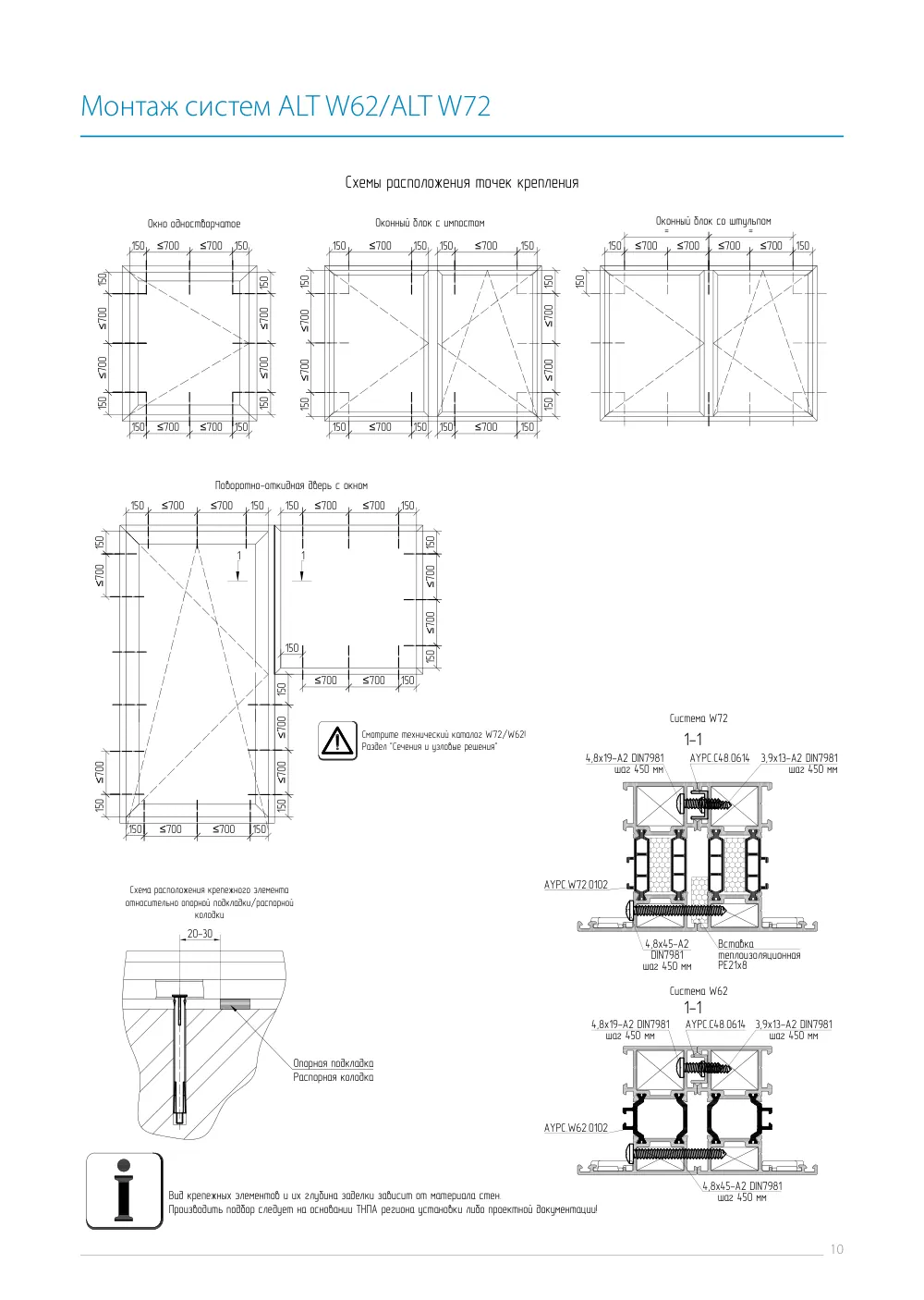 Инструкция по монтажу ALT W62/W72 — страница p10