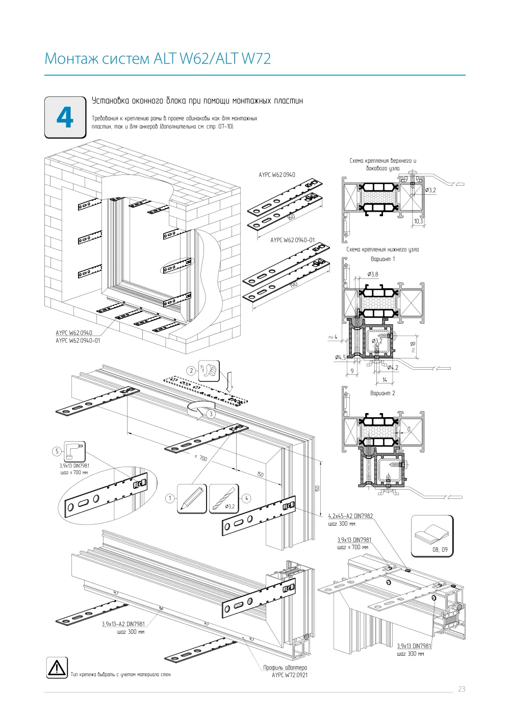Инструкция по монтажу ALT W62/W72 — страница p23